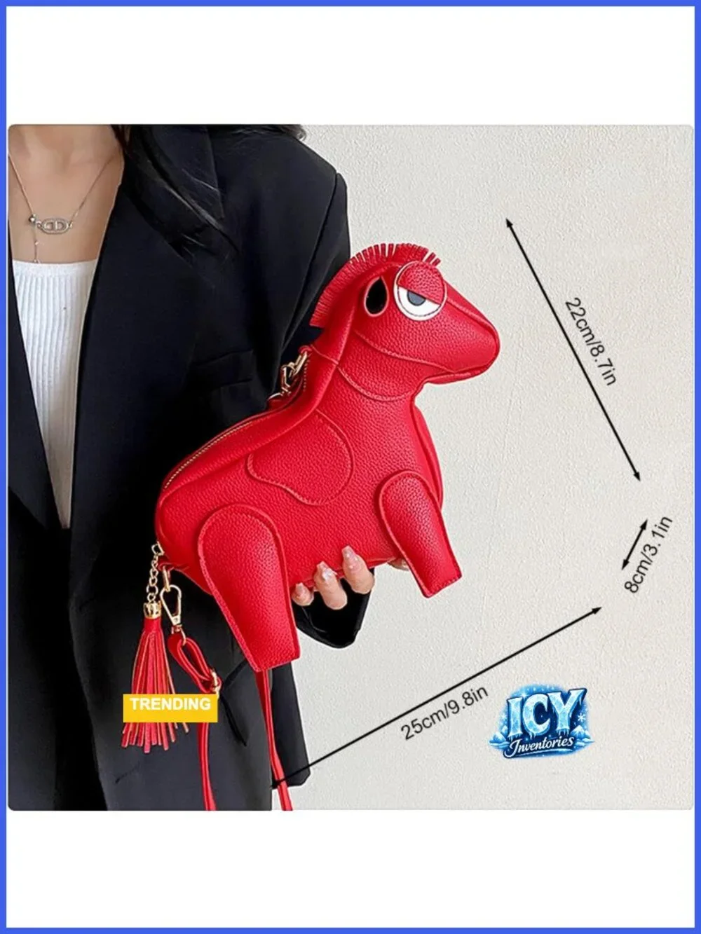 Women Horse Shape Crossbody Bag PU Leather Waterproof Adjustable Strap